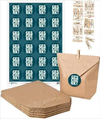 Produktbild von SET GESCHENK (Motiv3) 24x Geschenktüten + 24x MiniKlammer + 24x Aufkleber Gesche