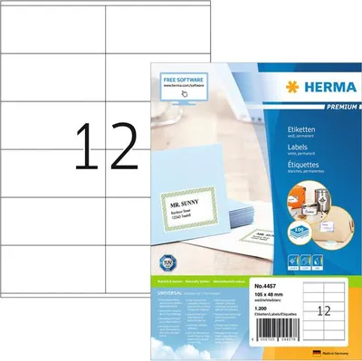 Obrázek produktu pro HERMA 12892, Bílá, Samolepicí štítek, A4, Papír, Laserová/inkoustová tiskárna, Matný