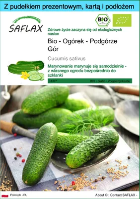 Zdjęcie produktu dla SAFLAX - Zestaw prezentowy - Bio - Ogórek - Podgórze Gór - 15 Nasiona - Z pudełkiem upominkowym, etykietą wysyłkową, kartą podarunkową i podłożem uprawowym - Cucumis sativus