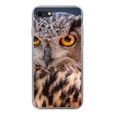 Produktbild von MuchoWow® Handyhülle Schutzhülle Hülle für iPhone SE 2020 Eine Nahaufnahme einer braunen Eule Silikon Softcase Handy Hülle - Kartenbesitzer