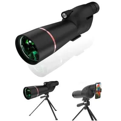Produktbild von 25-75x60 Spektiv mit Stativ, HD BAK4 Prisma FMC Objektiv Spektiv mit Telefonadapter für Zielschießen, Bogenschießen, Vogelbeobachtung, Mond