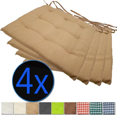 Produktbild von Stuhlkissen Nizza 38x38 cm 4er Pack Sitzkissen mit Steppung, Farbe:Beige