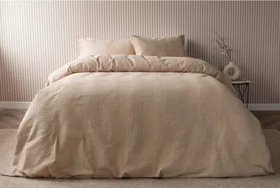 Image de Belledorm - Ensemble de linge de lit, gaufré, rayé BM491 (Kingsize) (Latte)