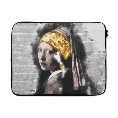 Produktbild von MuchoWow® Laptop Hülle 17 Zoll Laptoptasche Das Mädchen mit dem Perlenohrring - Vermeer - Collage - Zipper - Schutzabdeckung