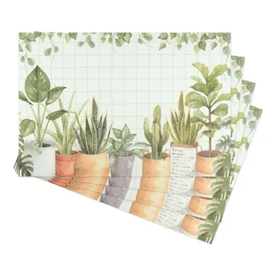 Zdjęcie produktu dla Zestaw 4 podkładek Podkładki Podkładki Dekoracja stołu Kaktusy Zielone Rośliny 45 x 30 cm