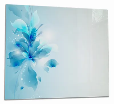 Produktbild von Wallario Herdabdeckplatte aus Glas, Größe 60 x 52 cm 1-teilig, Motiv Blaues Blumenbuket