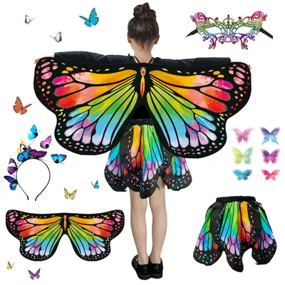 Image de Ailes de papillon pour enfants, de couleurs vives, taille unique, pour le carnaval