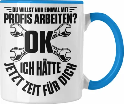Produktbild von Trendation - Handwerker Tasse Geschenk Schrauber KFZ Mechaniker Mechatroniker Geschenkidee Schrauben Handwerker Papa Onkel Chef Mit Pofis Arbeiten (Blau)