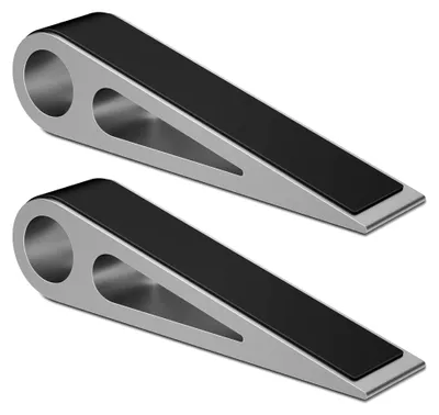 Produktbild von 2 Stück Türstopper Boden, Rutschfester Türkeil aus Aluminium und Gummi, 12,5 * 2,6 * 3,1 CM, Silber