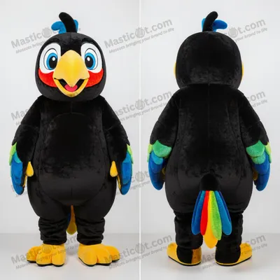 Produktbild von Samtig-schwarzer MASTICOT schlanker Papageien-Maskottchen