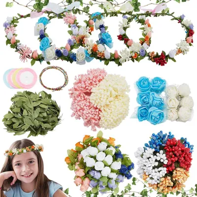 12-teiliges DIY-Blumenkronen-Bastelset, Blumenkränze, Haaraccessoires