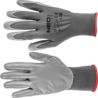 Produktbild von Handschuhe Arbeitshandschuhe Polyester mit PolyurethanBeschichtung 4131X grau Größe 9 NEO