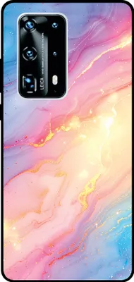 Produktbild von Smartphonica Telefon Fall geeignet für Huawei P40 Pro Plus mit Regenbogen Glitter Marmor Print - TPU Backcover Fall Regenbogen Glitter Marmor Design