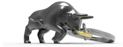 Produktbild von Schlüsselanhänger Bull with Ring schwarz/gold matt