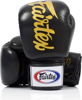 Image de Gants de boxe Fairtex BGV19 cuir Deluxe Tight-Fit, couleur noir 14 onces
