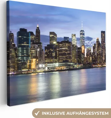 Obrázok produktu pre MuchoWow® - Plátno - New York - Panoráma - Voda, nástenný obraz, nástenné dekorácie obrazy obývacia izba, 80x60cm
