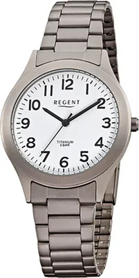 Produktbild von Regent Titan Herren Uhr F-837 Quarzuhr Armband grau silber D2URF837