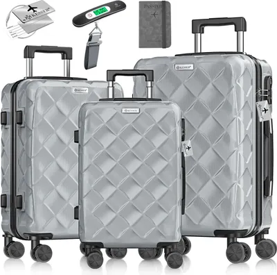 Produktbild von KESSER® Reisekoffer Set 3-teilig | Kofferset + Handgepäck | Trolley ABS Hartschalenkoffer mit Zahlenschloss, Kofferwaage & Reisebrieftasche 360 Rollen