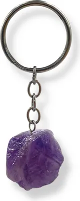 Produktbild von LAVISA roher Edelstein Schlüsselanhänger - Glücksbringer - Kristall - Heilstein - Naturstein Anhänger - handgefertigt (Amethyst)