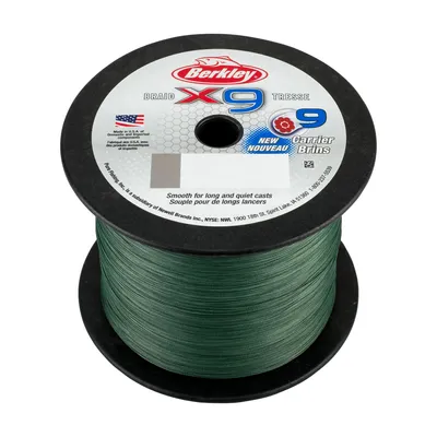 Produktbild von BERKLEY x9 Braid, 2000m, 0,35mm, 36.3kg / 80,03lbs, grün, geflochtene Angelschnur, 1486842