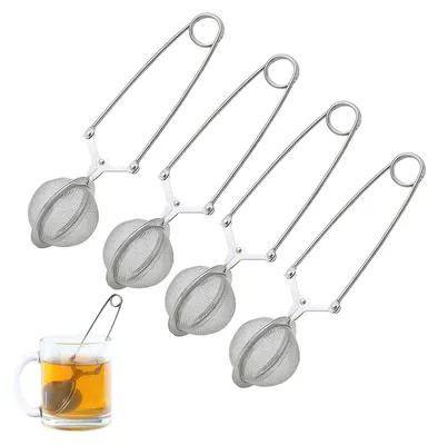 Produktbild von 4 Stück Teezange, Teesieb für Losen Tee, Rostfreier Teefilter & Tea Infuser (Silber)