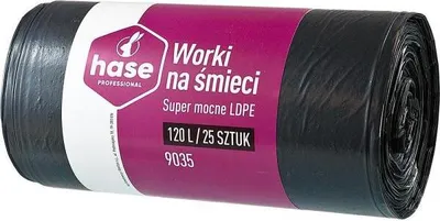Zdjęcie produktu dla Worki na śmieci 120l HASE LDPE 25 szt. czarne