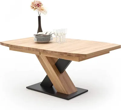 Produktbild von Esstisch Ausziehtisch Mendoza Bootsform | Eiche Bianco massiv | 180 x 100 cm