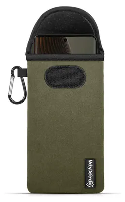 Productafbeelding van MobyDefend Hoesje - Geschikt voor  Motorola Edge 50 Ultra -  Neopreen Pouch Met Karabijnhaak - Insteek - Riemlus  - Groen