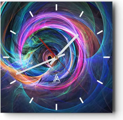 Produktbild von Wanduhr - Quadrat - Glasuhr - Abstraktion modern - 30x30cm - Schleichendes Uhrwerk - Lautlos - zum Aufhängen bereit - Dekoration Modern - Wanddekoration aus Glas - C3AC30x30-3987