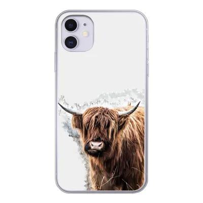 Produktbild von MuchoWow® Handyhülle Schutzhülle Hülle für iPhone 11 Schottischer Highlander - Farbe - Grau Silikon Softcase Handy Hülle - Handytasche