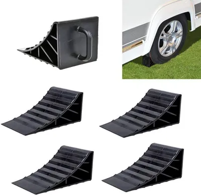 Produktbild von 4 Unterlegkeile Anhänger PKW Wohnmobil Unterleg Keil Bremskeil Hemmschuhe Neu