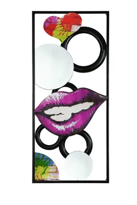 Produktbild von Moderne Wanddekoration Wandrelief Wandbild im Street Art Style bunt aus Metall 40x90 cm (Kiss)
