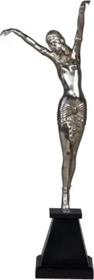 Produktbild von Casa Padrino Luxus Bronzefigur Cleopatra Silber / Schwarz 15 x 15 x H. 71 cm - Dekofigur auf Holzsockel
