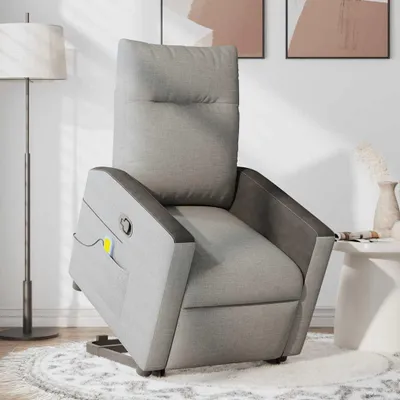 Produktbild von vidaXL Massagesessel mit Aufstehhilfe Wolkengrau Stoff