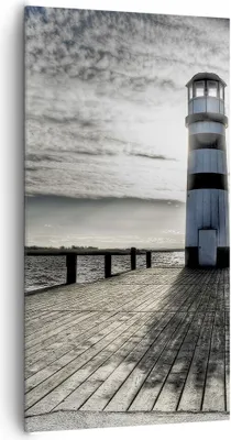 Produktbild von Bild auf Leinwand - Leinwandbild - See Leuchtturm Holzbrücke Wasser - 65x120cm - Wand Bild - Wanddeko - Leinwanddruck - Bilder - Kunstdruck - Leinwand bilder - Wandkunst - PA65x120-0330