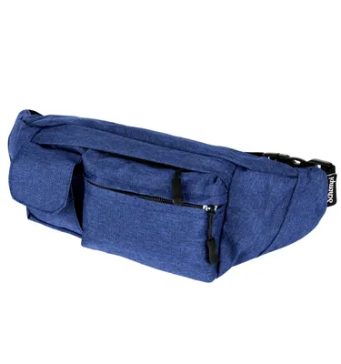 Produktbild von Schompi Hüfttasche Wasserabweisend Damen Herren Uni Bauchtasche 4 Fächer Gürteltasche Farbauswahl , Farbe:Blau