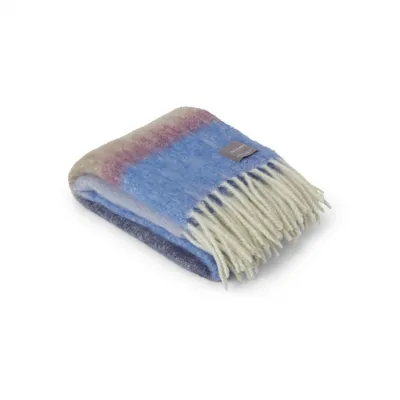 Produktbild von Stackelbergs Plaid-Mohair-Decke Mohair-Wolle Blau-Azurblau-Kamel L 130 cm B 170 cm