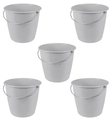 Immagine prodotto di Set di 5 secchi grigi da 5 litri con maniglia in metallo
