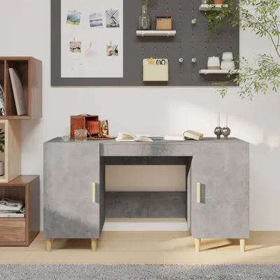 Produktbild von vidaXL Schreibtisch Betongrau 140x50x75 cm Holzwerkstoff - Schreibtisch - Schreibtische - Bürotisch - Computertisch