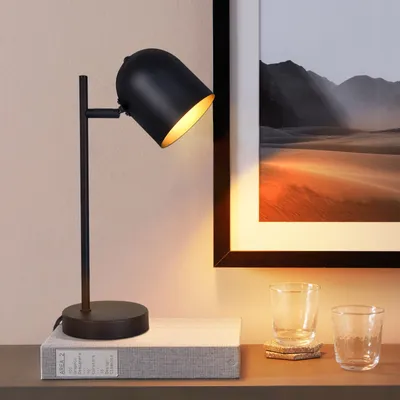 Produktbild von ZMH Tischlampe Vintage retro Nachttischlampe: Tischleuchte Wohnzimmer industrial in Schwarz Gold aus Metall E14 rustikal Nachttischleuchte mit Kabel Bettlampe für Schlafzimmer - Ohne Leuchtmittel