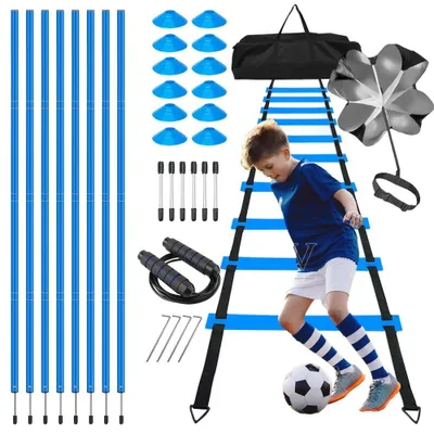 Produktbild von Fußballtrainingsset mit 6 Slalomstangen und Koordinationsleiter
