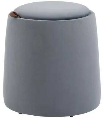 Imagen del producto de Puf - Otomano - Taburete - Reposapiés - Reposapiés con espacio de almacenamiento - Tapizado en terciopelo gris - Tamaño compacto