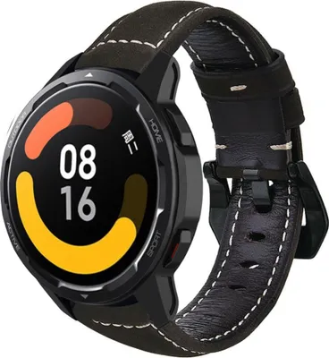 Produktbild von Strap-it Xiaomi Watch S1 Lederarmband (Schwarz)