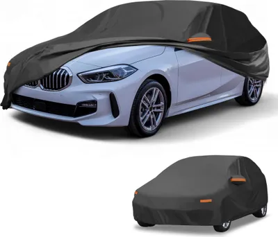 Image de Housse De Voiture ImpermšŠable Toutes Saisons Protection Contre Le Soleil Et La Pluie Pour Bmw SšŠrie 1 Hatchback 210D-Pu Noir Avec Bandes RšŠflšŠchissantes
