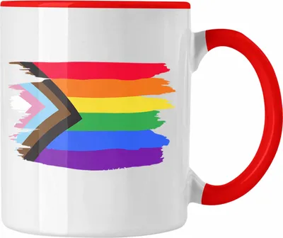 Produktbild von Trendation - Regenbogen Tasse Geschenk LGBT Schwule Lesben Transgender Grafik Pride Flagge (Rot)