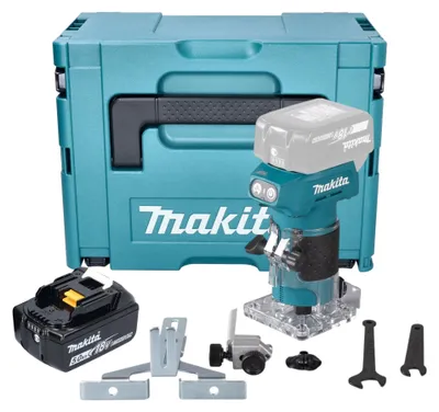 Image de Makita DRT 52 T1J Affleureuse sans fil 18 V 6 mm Brushless + 1x batterie 5,0 Ah + Makpac - sans chargeur
