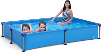 Produktbild von COSTWAY Pool für Kinder, Aufstellpool rechteckig, Swimmingpool, Swimming Pool für Garten, 228 x 159 x 42 cm