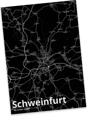 Produktbild von Mr. & Mrs. Panda Postkarte Schweinfurt - Geschenk, Ansichtskarte, Ansichtskarten, Stadt Dorf Karte Landkarte Map Stadtplan, Postkarten, Motivkarte, Grußkarte