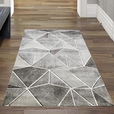 Image de Tapis design tapis de salon motifs géométriques en gris Taille - 80 x 150 cm