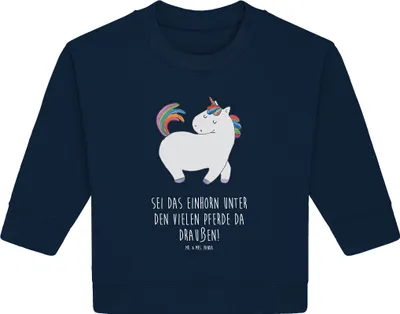 Produktbild von Mr. & Mrs. Panda Organic Baby Pullover Einhorn Stolzieren 24. - 36. Monat - French Navy - Geschenk, Freundin, Pferd, Einhörner, Unicorn, Bullover, Reiten